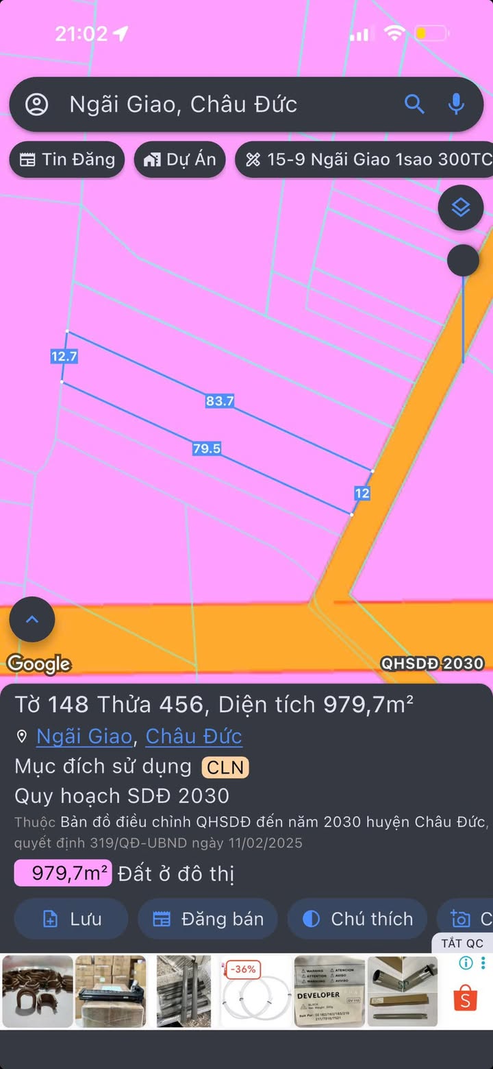 Đất ở Thị trấn Ngãi Giao, Châu Đức, 360m² giá 1.85 tỷ - Đầu tư sinh lời ngay!