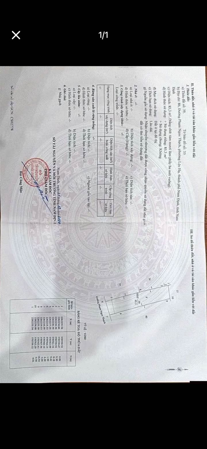 Đất mặt đường Phạm Ngọc Thạch Nam Định 85.3m² giá 3.85 tỷ - Đầu tư sinh lời!