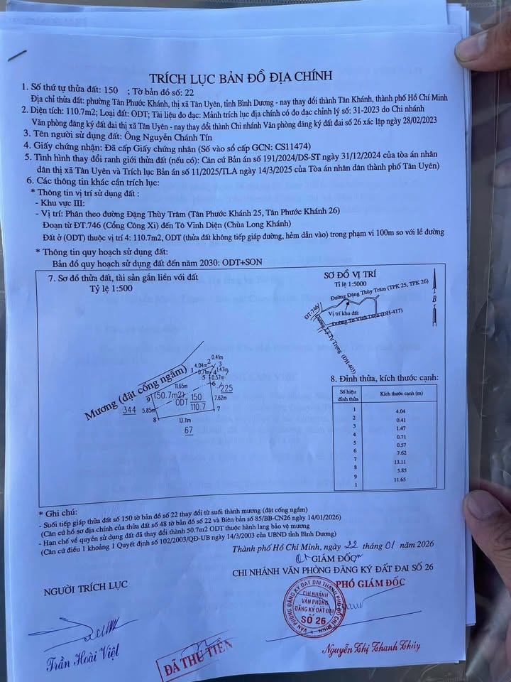 Đất nền Tân Phước Khánh 110m² giá 2 tỷ - Sổ hồng chính chủ