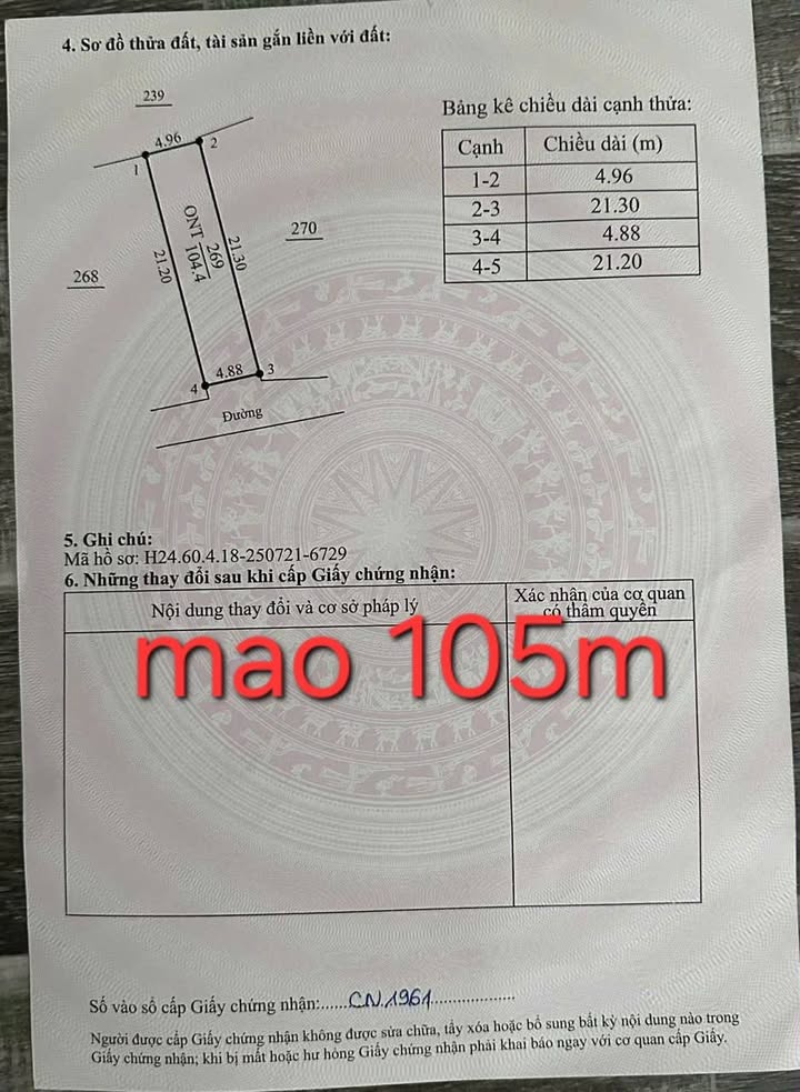 Đất nền Lương Điền, Cẩm Giàng 106m² giá tốt - Đầu tư sinh lời ngay!