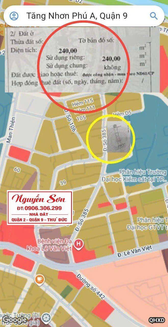 Đất ODT Tăng Nhơn Phú B, Thủ Đức 288m² giá 15 tỷ - Đầu tư sinh lời ngay!