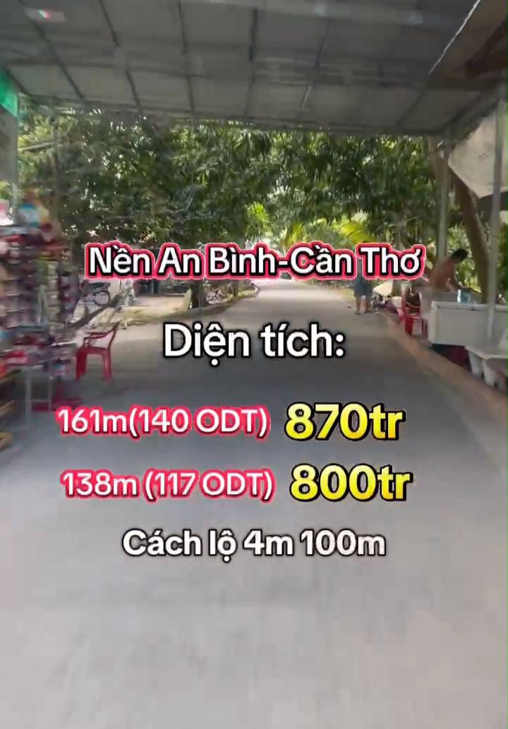 Đất nền thổ cư An Bình, Cần Thơ 138m² giá 800 triệu - Cơ hội đầu tư tuyệt vời!