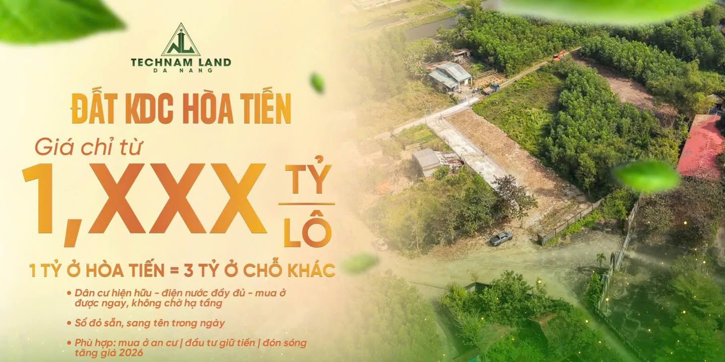 Đất nền KDC Hòa Tiến Đà Nẵng 134m² giá 1 tỷ - Đầu tư sinh lời bền vững!