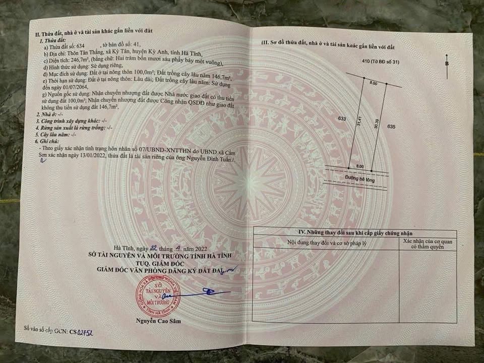 Đất thổ cư 100m² tại xã Kỳ Tân, huyện Kỳ Anh - Giá thỏa thuận hấp dẫn!