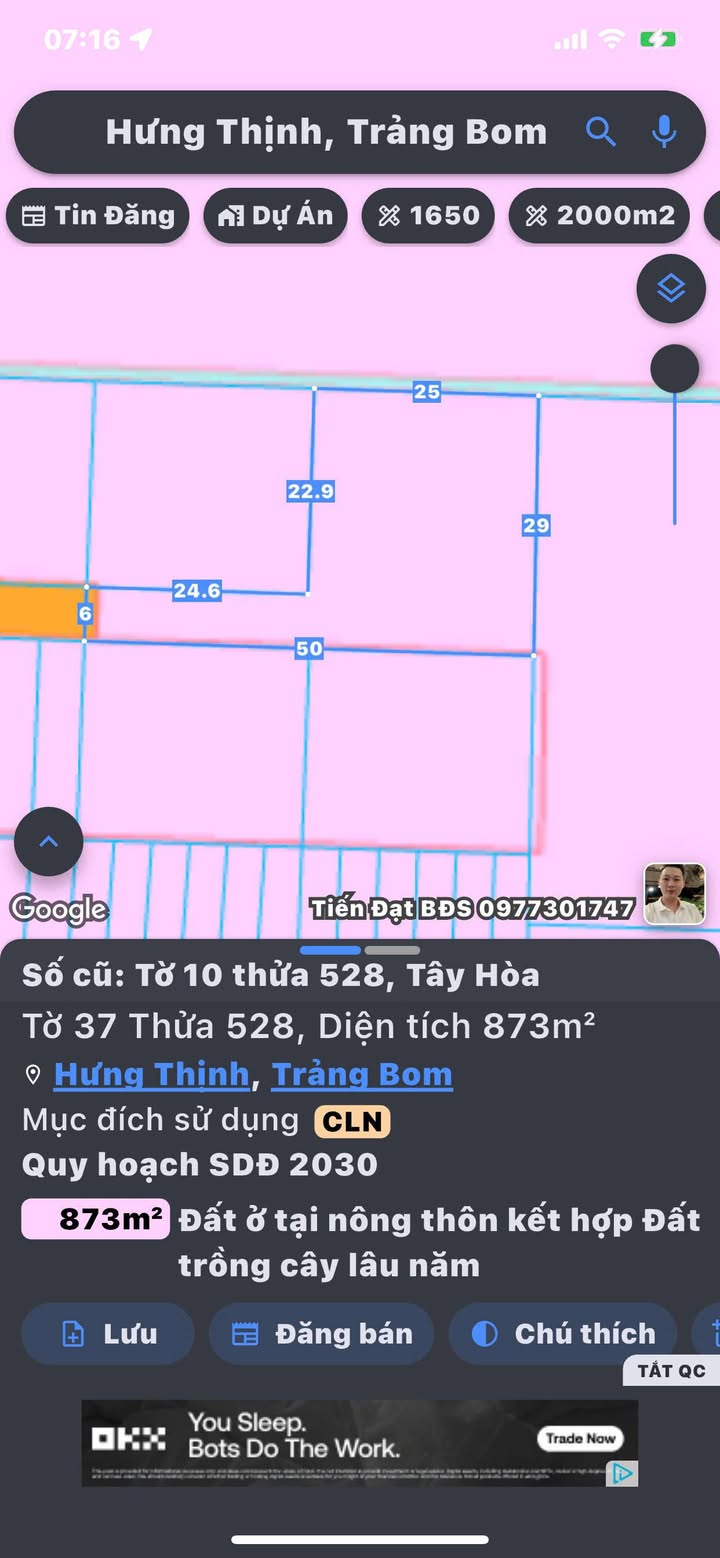 Đất nền xã Tây Hòa, Trảng Bom 500m² giá 3 tỷ - Sổ hồng chính chủ!