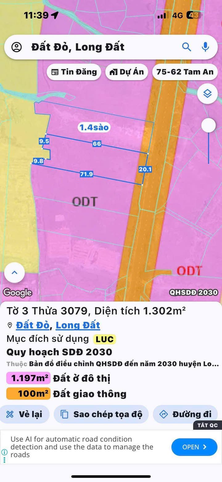 Đất nền Thị trấn Đất Đỏ 1300m² giá 2.3 tỷ - Pháp lý rõ ràng!