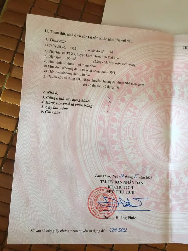 Đất nền chợ Tứ Xã Lâm Thao 100m² giá 2 tỷ - Đầu tư sinh lời cao!