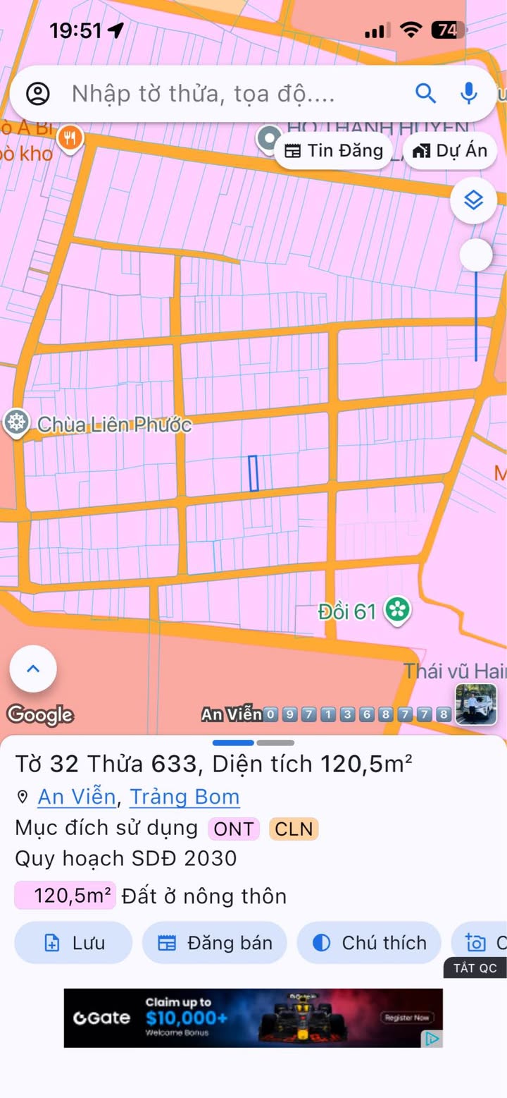 Đất thổ cư 120m² xã An Viễn, Trảng Bom chỉ 1.15 tỷ - Vị trí thuận lợi gần chợ và trường học!