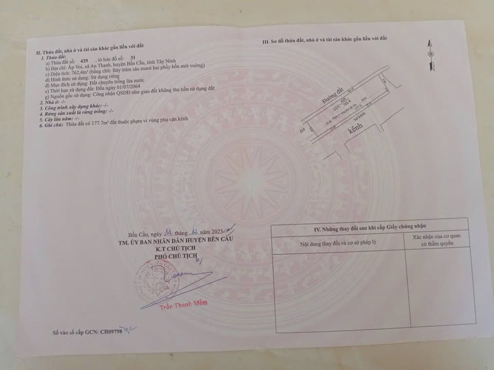 Đất nền xã An Thạnh, huyện Bến Cầu, 50.000m² giá chỉ 1,25 tỷ - Pháp lý rõ ràng!