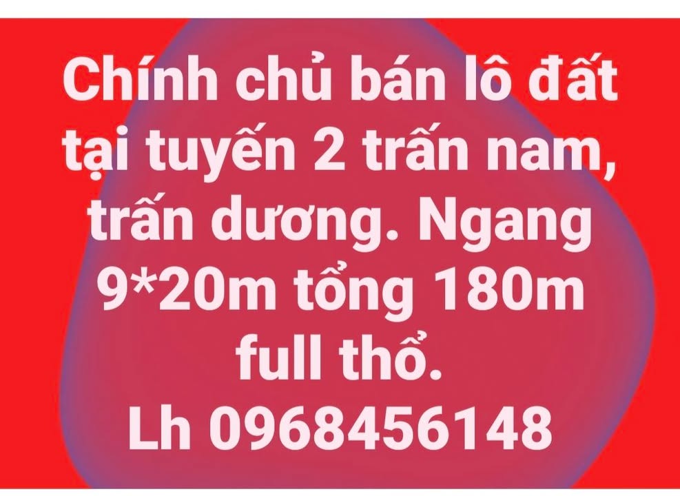 Đất thổ cư Huyện Vĩnh Bảo 180m² giá thỏa thuận - Cơ hội đầu tư tốt!