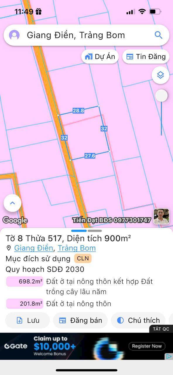 Đất nền 900m² xã Giang Điền Trảng Bom giá 3.7 tỷ - Sổ hồng chính chủ!