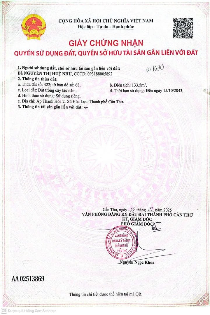 Đất mặt tiền đường Phạm Hùng, Vĩnh Thạnh, Cần Thơ 500m² - Cơ hội đầu tư hấp dẫn!