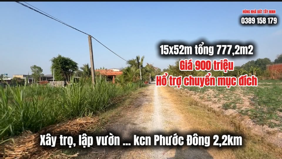 Đất nền ấp Phước Đông, Tây Ninh 780m² giá 900 triệu - Chính chủ bán gấp!