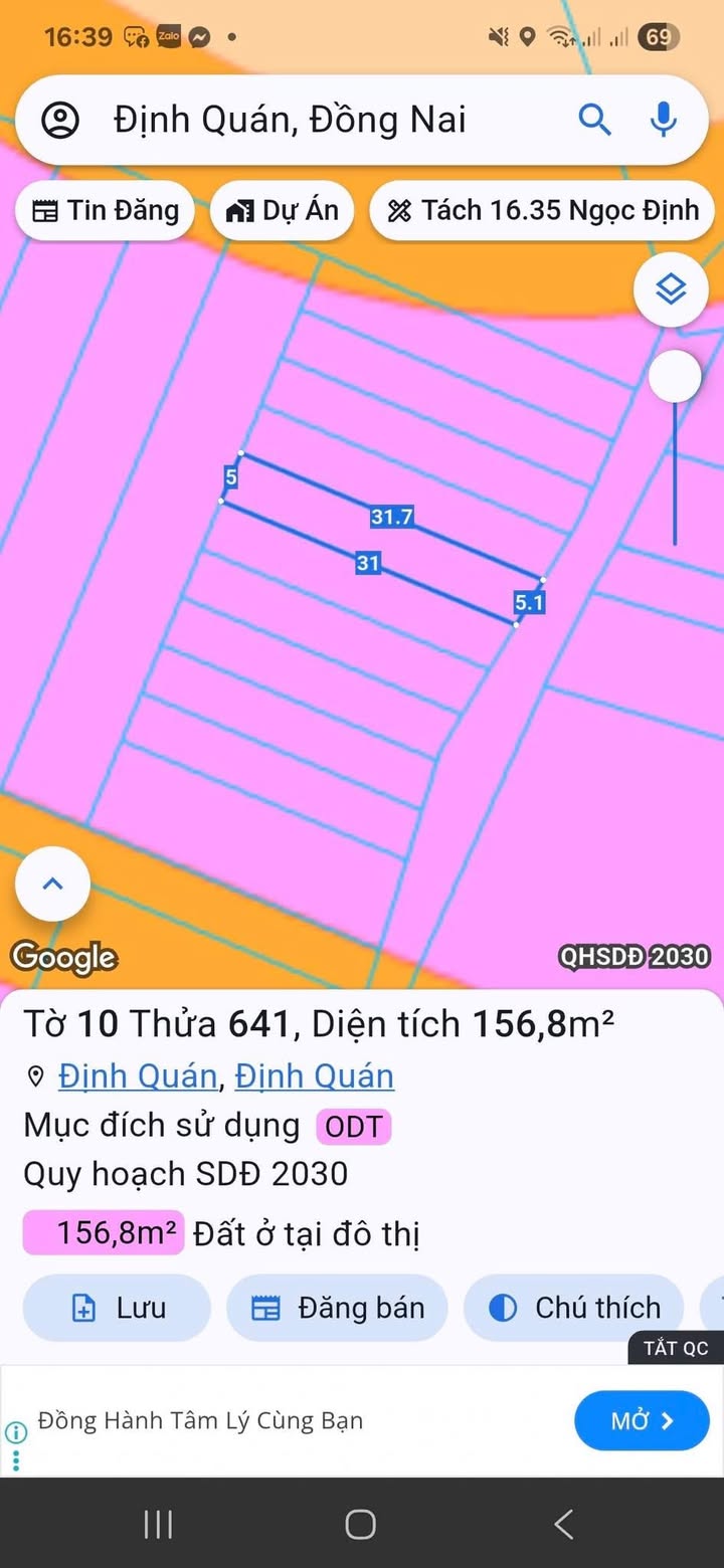 Đất thổ cư Định Quán 155m² giá 720 triệu - Đầu tư sinh lời hiệu quả!