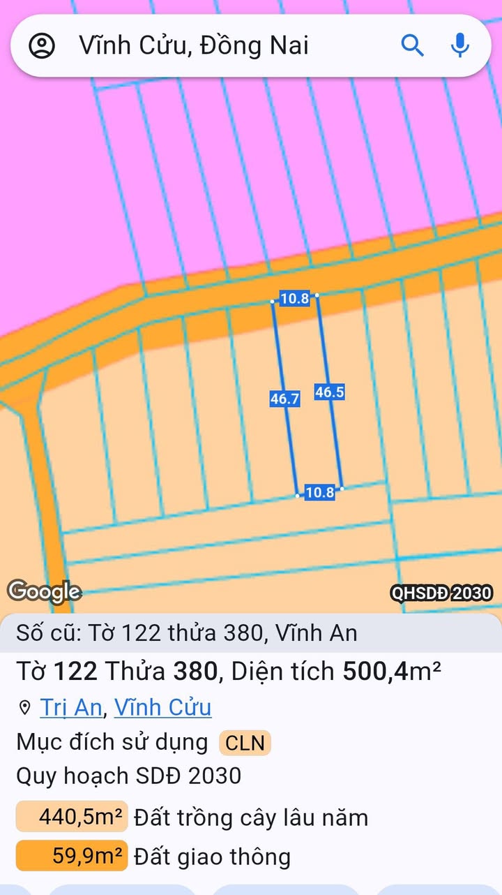 Đất nền Vĩnh An, 500m² chỉ 780 triệu - Đầu tư sinh lời ngay!