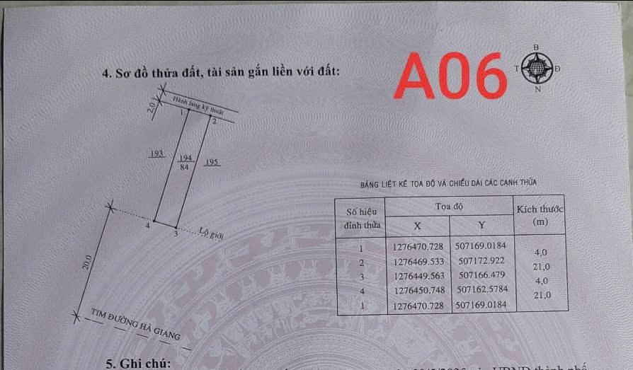 Đất nền lô A06 đường Hà Giang, 84m² - Vị trí kinh doanh lý tưởng!