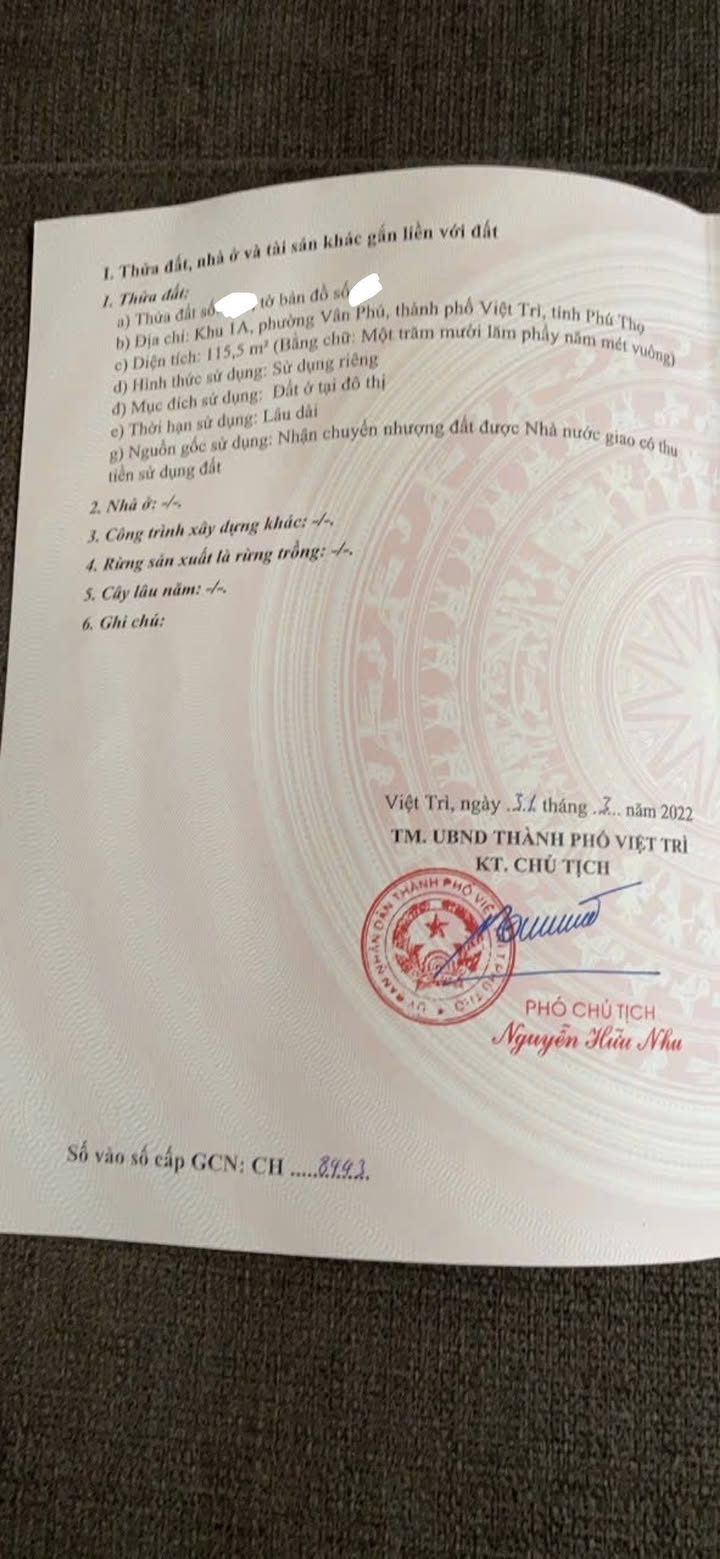 Đất thổ cư tại Vành đai quân khu 2, Phường Vân Phú, 115.5m² - Cơ hội đầu tư hấp dẫn!