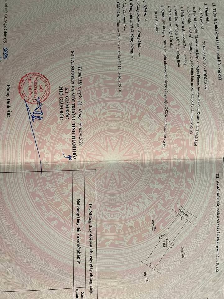 Đất thổ cư chính chủ tại xã Ngọc Phụng, Thường Xuân 148.8m² - Giá chỉ 300 triệu!