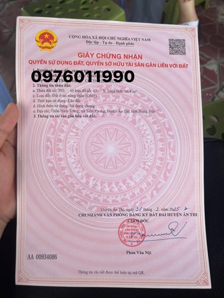 Đất nền Nguyễn Trãi, Ân Thi 54m² giá 999 triệu - Cơ hội đầu tư hấp dẫn!