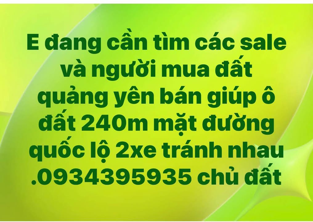 Đất nền Huyện Quảng Yên 240m² giá 6 tỷ - Đường ô tô tránh nhau!