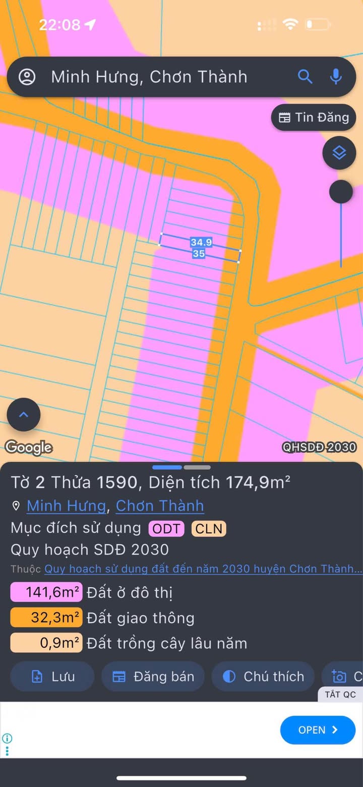 Đất nền Phường Minh Hưng, Thị xã Chơn Thành, 165m² giá 550 triệu - Sổ đỏ chính chủ!