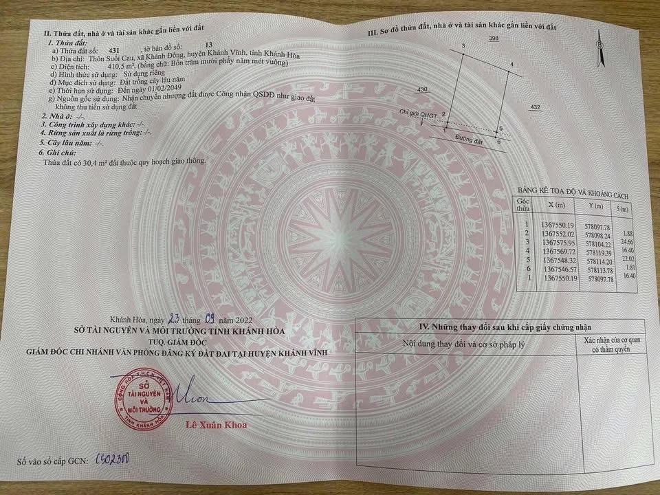 Đất nền Khánh Đông 410,5m² giá 650 triệu - Đầu tư sinh lời nhanh!