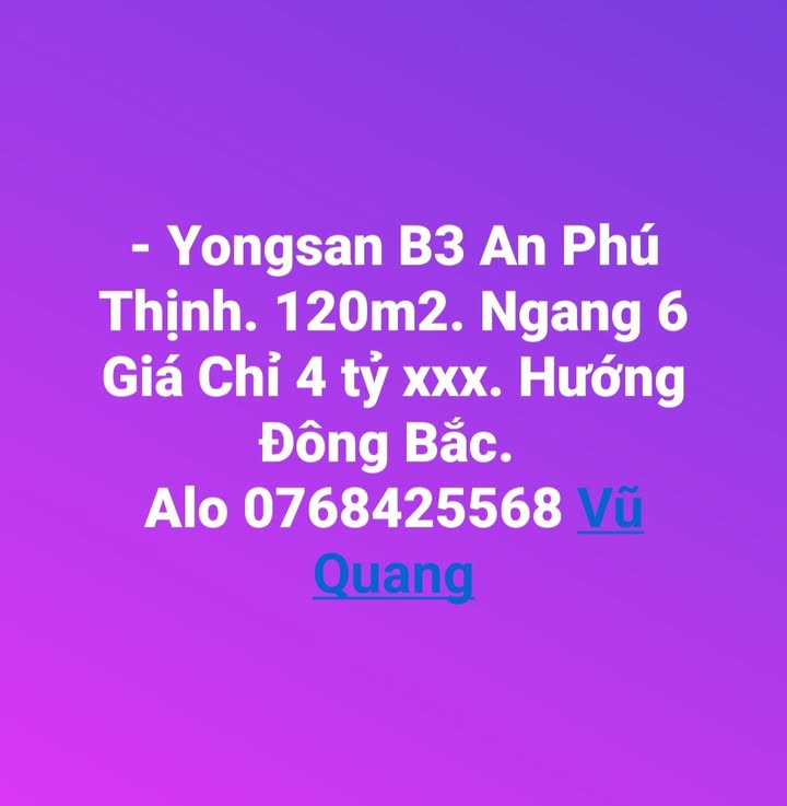Nhà phố B3 An Phú Thịnh Quy Nhơn 120m² giá 4 tỷ - Hướng Đông Bắc