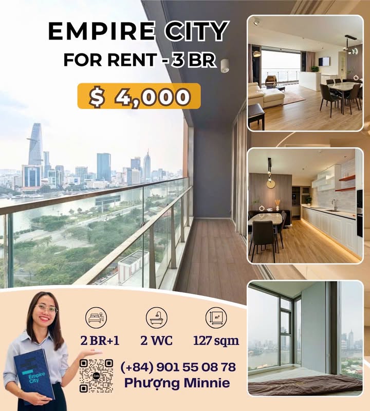 Căn hộ Empire City Thủ Thiêm 127m² giá 4 triệu - View pháo hoa lung linh