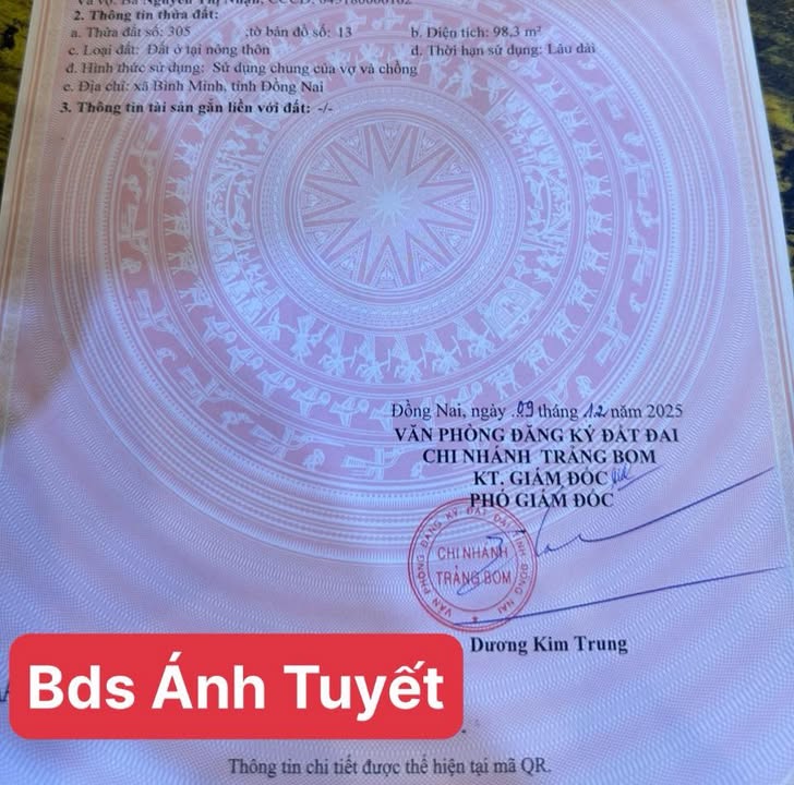 Đất nền Bình Minh, Trảng Bom 100m² giá 1.099 tỷ - Cơ hội đầu tư sinh lời!