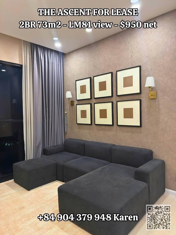 Căn hộ cho thuê tại The Ascent Thảo Điền 73m² giá chỉ 950$/tháng - View thành phố tuyệt đẹp!