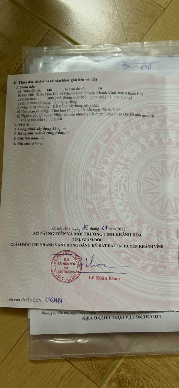 Lô đất Hòn Dù Khánh Nam 1000m² giá 550 triệu - Cơ hội đầu tư hấp dẫn!