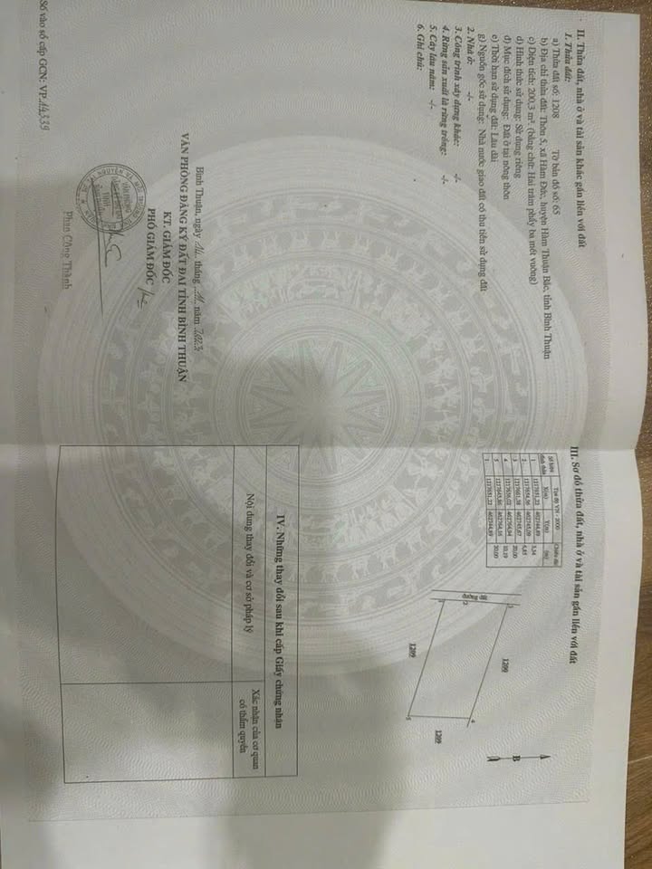 Đất thổ cư 200m² + 1 xào 2 đất lúa tại Hàm Phú - Giá 1.45 tỷ, chính chủ bán gấp!