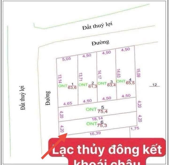 Đất thổ cư thôn Lạc Thuỷ, Khoái Châu, 75,3m² - Giá đầu tư chỉ 2x triệu/m²!