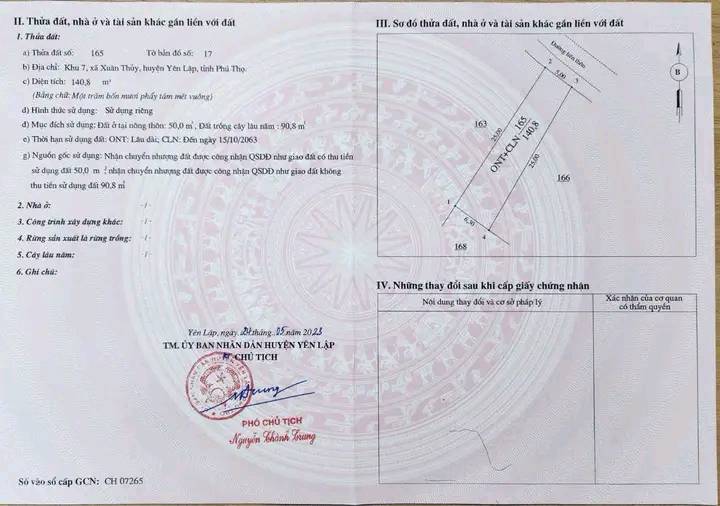 Đất thổ cư xã Văn Bán, Cẩm Khê 300m² giá 900 triệu - Mặt tiền rộng, vị trí đắc địa!