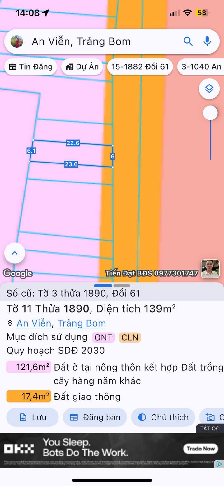 Đất thổ cư 100% An Viễn Đồng Nai 138m² giá 1.35 tỷ - Sổ đỏ chính chủ