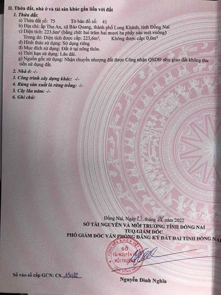 Đất nền Bảo Vinh, Long Khánh 223m² giá 1.09 tỷ - Sổ hồng riêng, chính chủ!