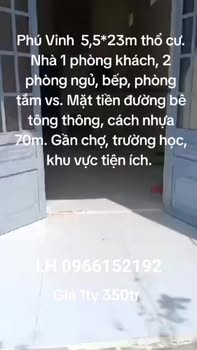 Nhà phố Xã Phú Vinh 126m² giá 1.35 tỷ - Sẵn sàng ở ngay!