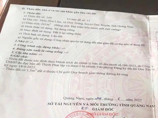 Đất ở Duy Trung, Duy Xuyên 241m² giá tốt - Đầu tư sinh lời!