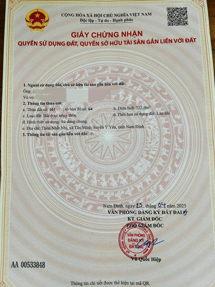 Đất nền Tân Minh, Ý Yên 444m² giá 1.4 tỷ - Cơ hội đầu tư hấp dẫn!