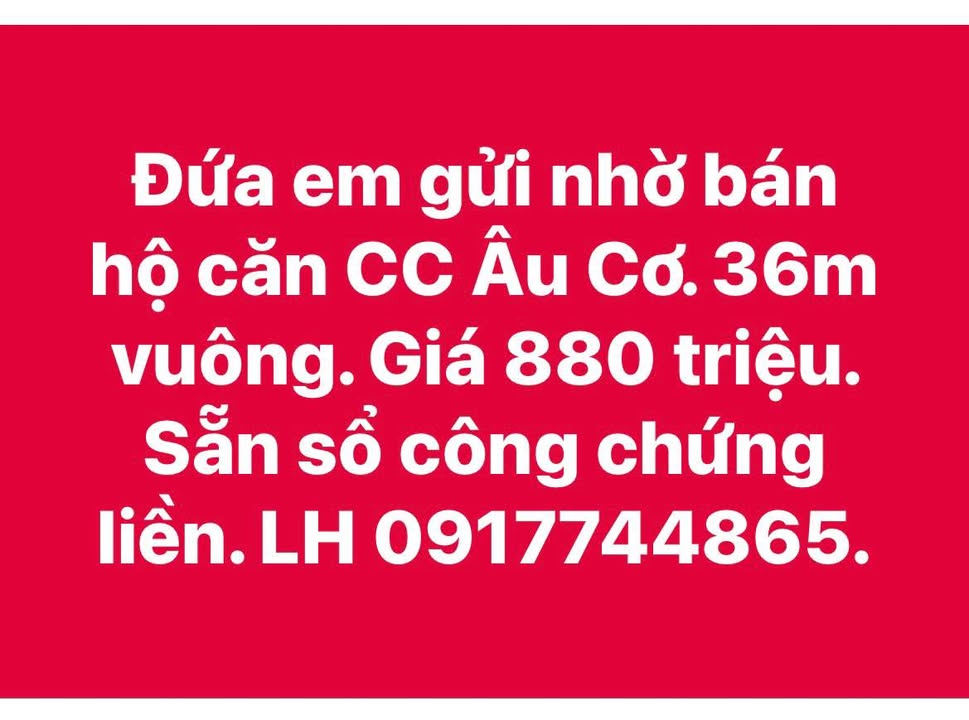 Căn hộ CC Âu Cơ quận Liên Chiểu 36m² giá 880 triệu - Sổ đỏ chính chủ