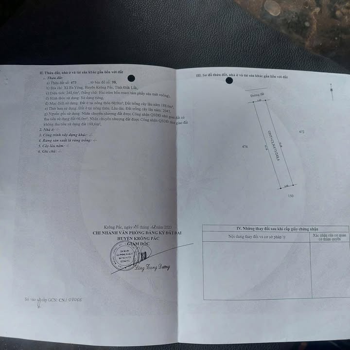 Đất thổ cư Xã Ea Yông 246m² giá 1 tỷ - Đầu tư sinh lời ngay!