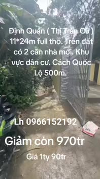 Nhà riêng Thị trấn Định Quán 264m² giá 970 triệu - Cơ hội đầu tư tuyệt vời!