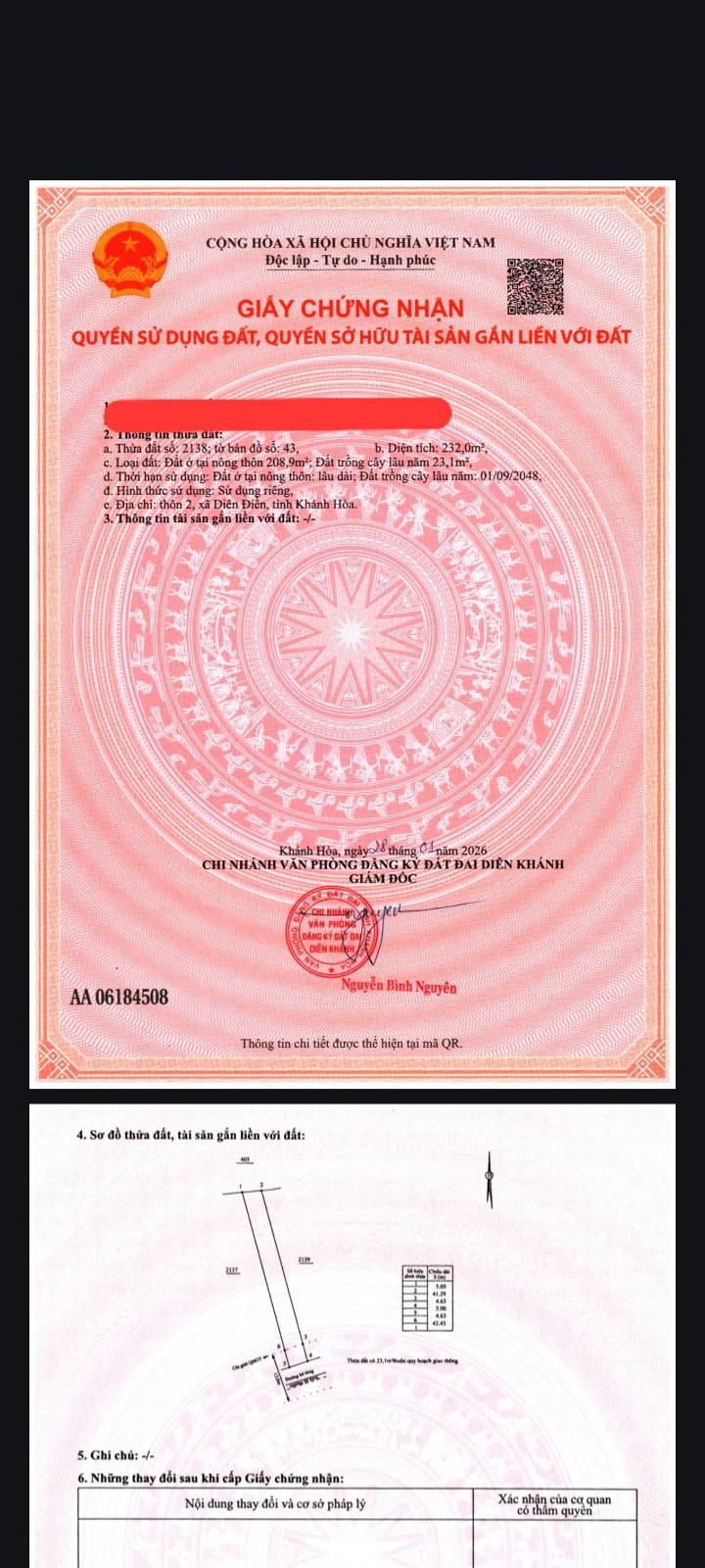 Đất thổ cư Diên Phú 232m² giá chỉ 1.392 tỷ - Nhanh tay sở hữu!