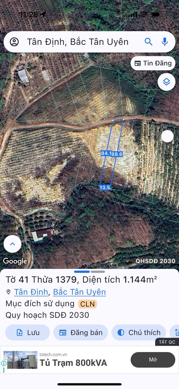 Đất nền Tân Định Bắc Tân Uyên 1144m² giá chỉ 800 triệu - Cơ hội đầu tư không thể bỏ lỡ!