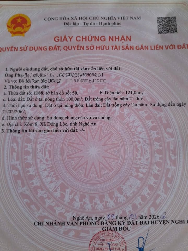 Đất nền Xóm 8 Nghi Thạch 121m² giá thỏa thuận - Cơ hội đầu tư hiếm có!