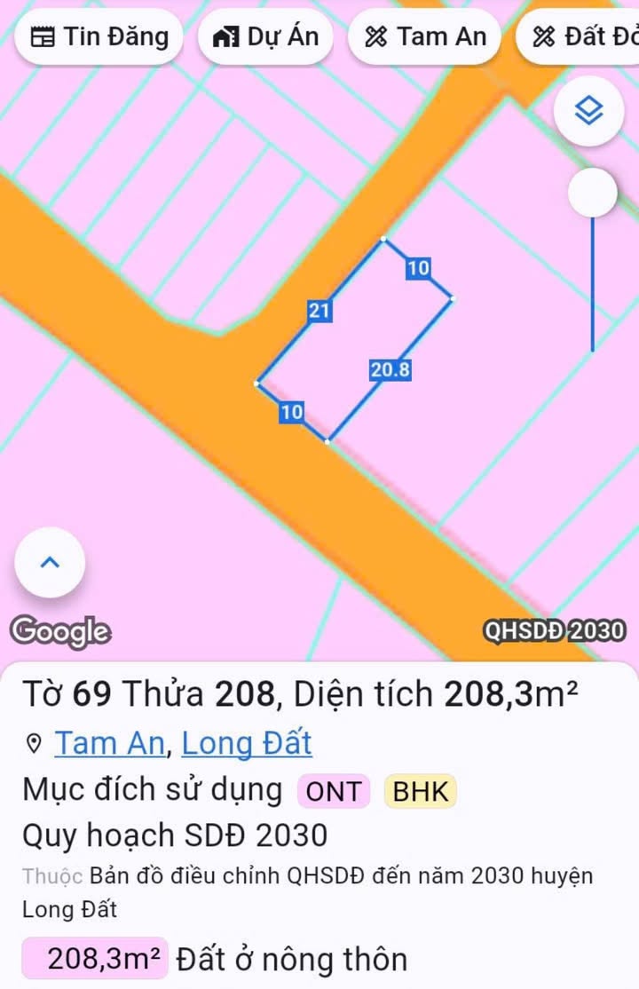 Đất nền An Ngãi - Long Điền 210m² giá 2 tỷ - Lô góc 2 mặt tiền đẹp!