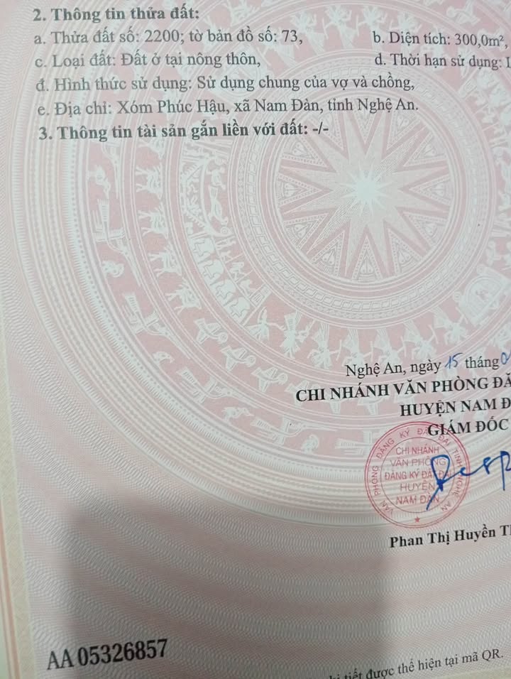 Đất nền Xóm 6, Xã Nam Thanh, Huyện Nam Đàn 300m² - Vị trí phong thủy tuyệt đẹp!