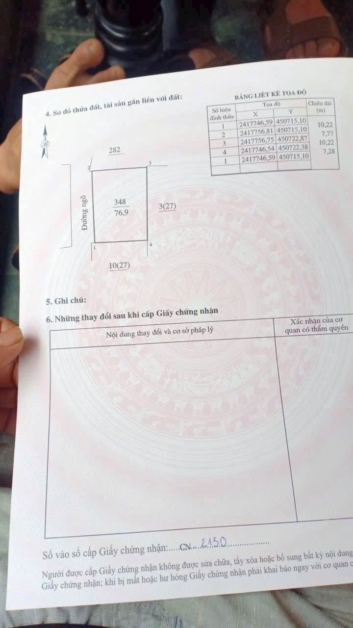 Lô đất Ngõ 8 Mỹ Sơn - 76,9m² chỉ 1 tỷ - Ô tô đỗ cửa!