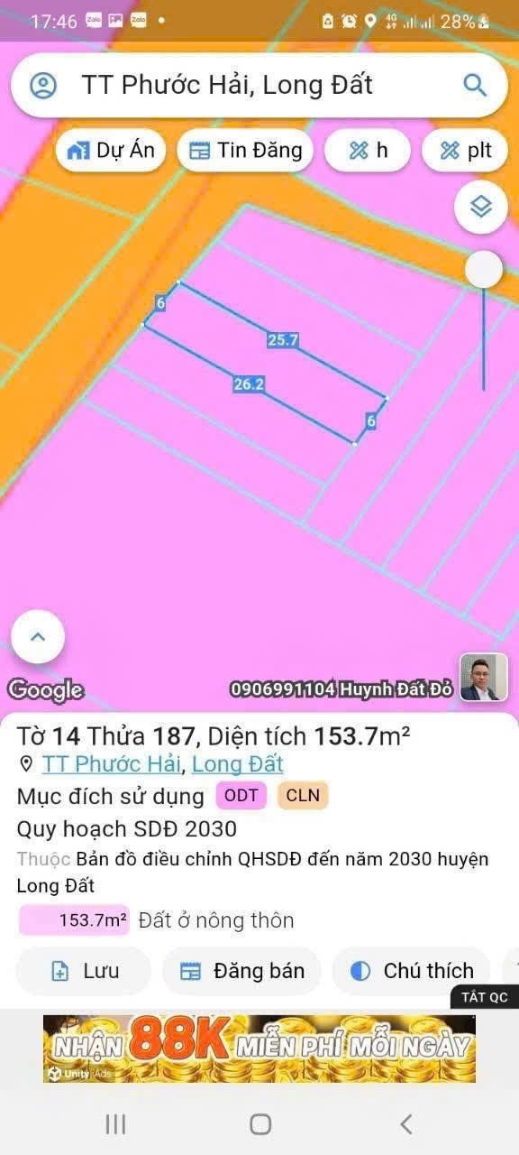 Đất nền xã Phước Hải, Bà Rịa - Vũng Tàu 130m² giá 850 triệu - Đầu tư hấp dẫn!