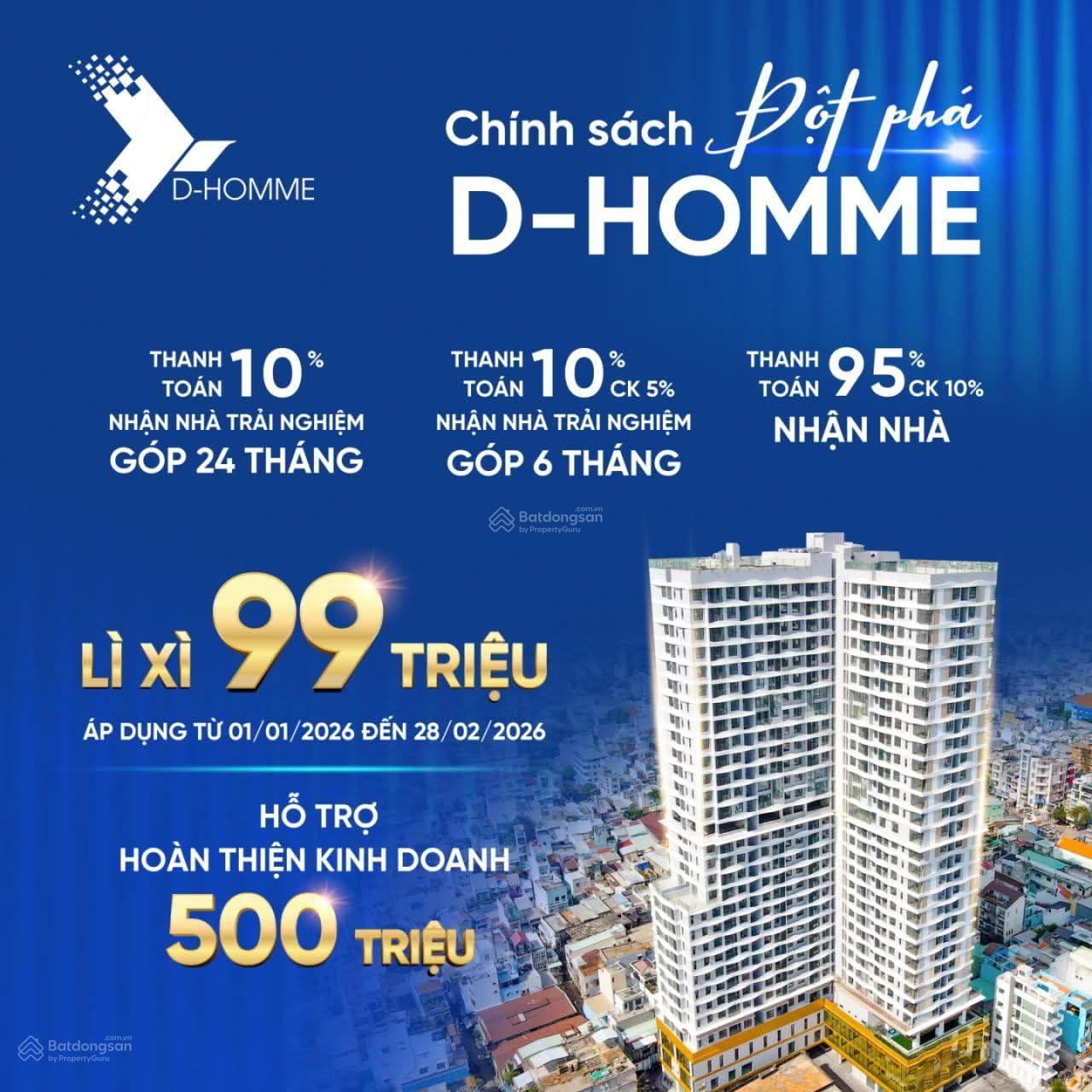 Căn hộ D-Homme Quận 6 110m² giá 7.7 tỷ - Thiết kế sang trọng, đầy đủ tiện ích!